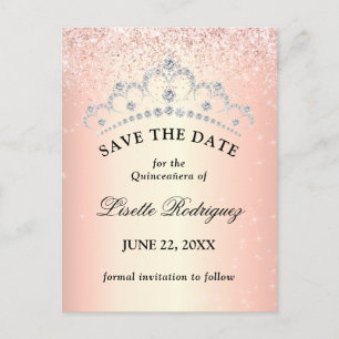 Carte Postale Rose Gold Quinceanera Enregistrer La Date