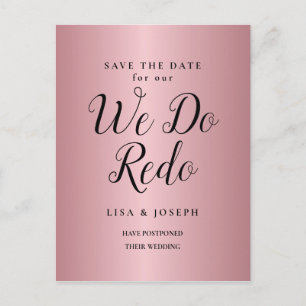 Carte Postale Rose Gold Reporté Enregistrer la Date Nous Refaire