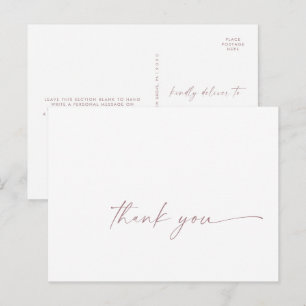 Carte postale Rose Gold Script Merci