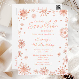 Carte Postale Rose Gold Snowflakes fête d'anniversaire