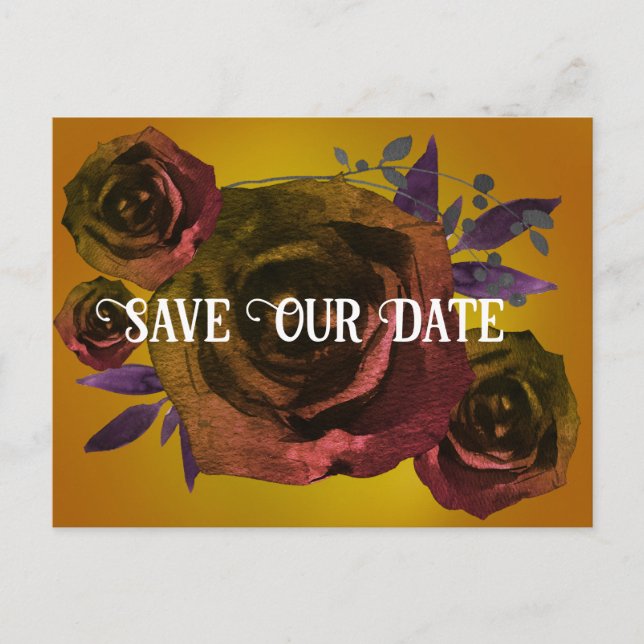 Carte Postale Rose Goth Moderne Photo Sauvez Notre Date (Devant)