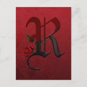 Carte Postale Rose gothique Monogramme R