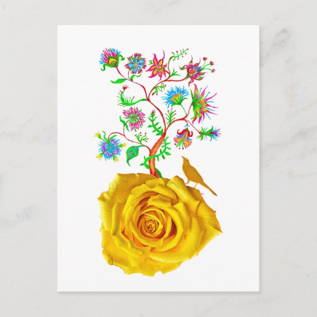 Carte Postale Rose jaune (Devant)