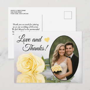 Carte Postale Rose jaune beurre élégante pour mariage Amour & Me