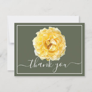 Carte Postale Rose jaune et gouttes de rosée sur un fond vert Me