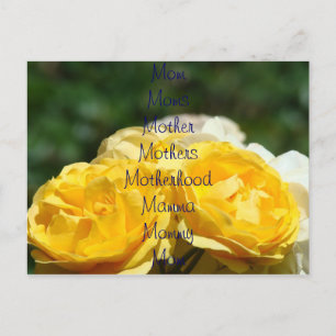 Carte postale Rose jaune Maman Mamans Mère Mères