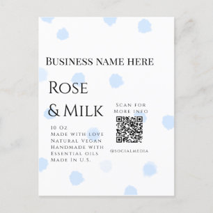 Carte Postale Rose lait fait main soap entreprise QR code ajoute
