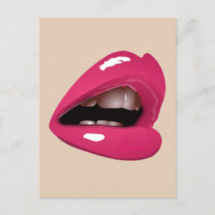 CARTE POSTALE ROSE LIPS MOUTH KISS