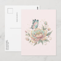 Rose Magique et Papillon Couleurs Pastel