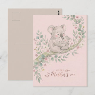 Carte Postale Rose, Maman Koala Gentille et Joey