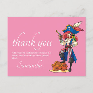 Carte postale rose Merci pirate