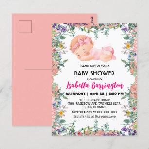 Carte Postale Rose mignon bébé Fleurs baby shower enfants