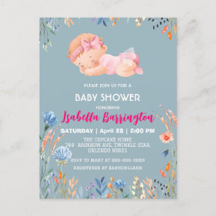 Carte Postale Rose mignon bébé Fleurs baby shower enfants