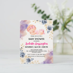 Carte Postale Rose mignonne bébé fille Rose fleurs baby shower e