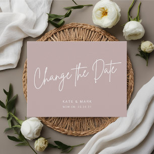 Carte Postale Rose minimal moderne Changer le Faire-part de date