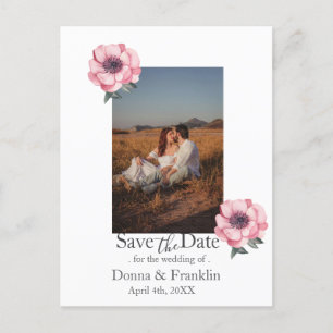 Carte Postale Rose moderne Dusty rose Enregistrer la photo Date