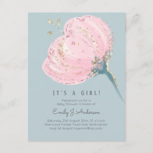 Carte Postale Rose moderne Rose Rose est un Baby shower fille