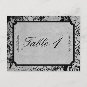 Carte Postale Rose noir Mariage de cadre gothique Numéro de tabl
