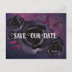 Carte Postale Rose noir violet photo Enregistrer notre date