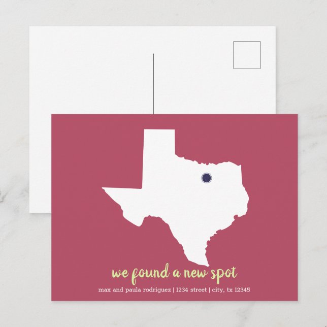 Carte Postale Rose Nous avons trouvé un nouvel endroit - Texas M (Devant / Derrière)