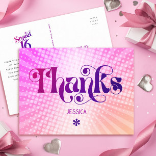 Carte Postale Rose Orange Merci Sweet 16 Groovy Dégradé