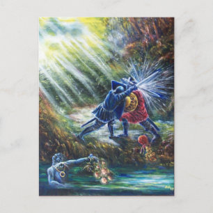 Carte Postale ROSE OUBLIÉ combattant les chevaliers, l'argent et