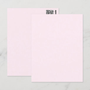 Carte Postale Rose Pâle Douce Couleur Unie Pastel Blanc Clair