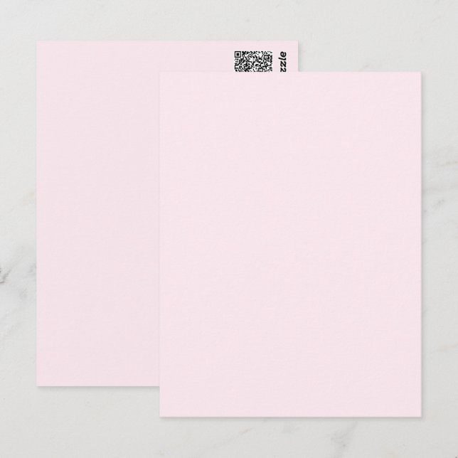 Carte Postale Rose Pâle Douce Couleur Unie Pastel Blanc Clair (Devant / Derrière)