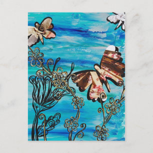 Carte postale Rose papillon