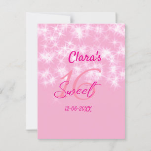 Carte Postale rose pastel bébé doux 16 anniversaire ajouter nom 