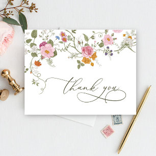 Carte Postale Rose pastel élégant Bohème Fleur de reconnaissance
