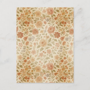 Carte Postale Rose Pêche Vintage