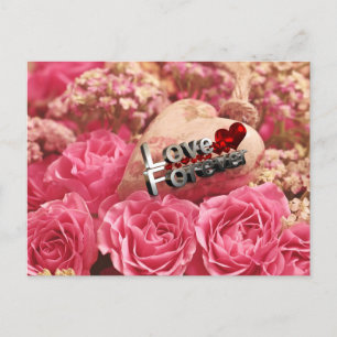 Carte postale rose pour toujours l'amour