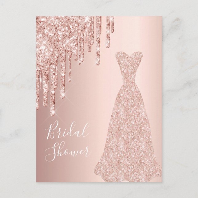 Carte Postale Rose robe or parties scintillant douche nuptiale i (Devant)