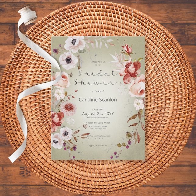 Carte Postale Rose romantique Rose Floral Douche nuptiale Invita (Créateur téléchargé)