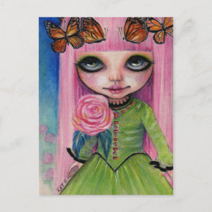 Carte Postale Rose rose cheveux Blythe fan art
