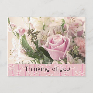 Carte postale Rose rose floral Pensée pour toi