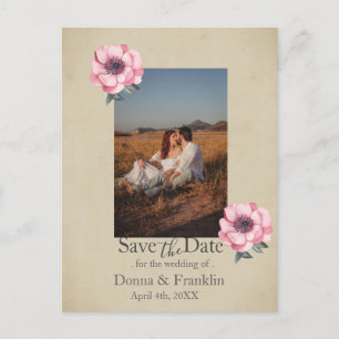 Carte Postale Rose rose rousse moderne sauvez la photo de la dat