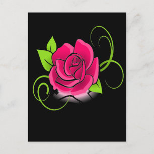 Carte Postale Rose rose vif