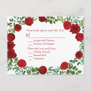 Carte Postale Rose rouge Mariage élégant classique
