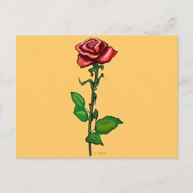 Carte Postale Rose rouge simple (Devant)