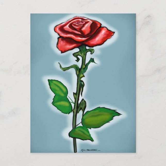 Carte Postale Rose rouge simple (Devant)