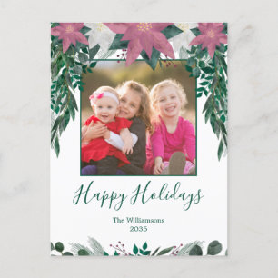 Carte Postale Rose Rustique Blanc Poinsettia Folio Photo Holiday
