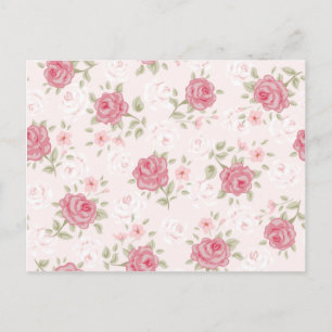 Carte Postale rose, shabby chic, vintage, floral, victorien, bla