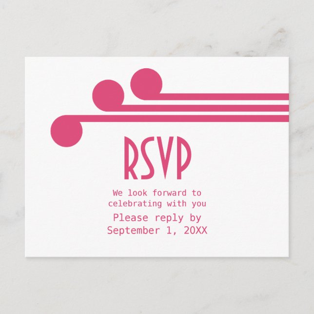 Carte postale rose simple déco chic RSVP (Devant)