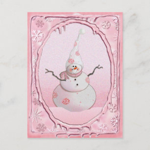 Carte Postale ROSE SNOWMAN, SCARF & SNOW CASQUETTE par SHARON SH