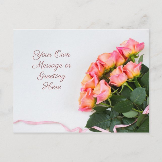 Carte postale Rose texte personnalisée (Devant)