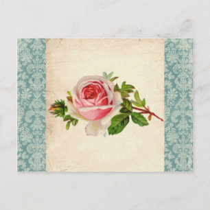 Carte Postale Rose victorien et Damask