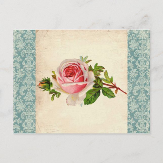 Carte Postale Rose victorien et Damask (Devant)