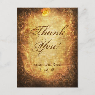 Carte Postale Rose vintage Antique Steampunk Merci Mariage